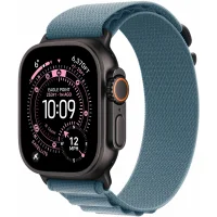 Apple Watch Ultra 3 GPS + Cellular, 49mm Black Titanium Case with Light Blue Alpine Loop - Medium